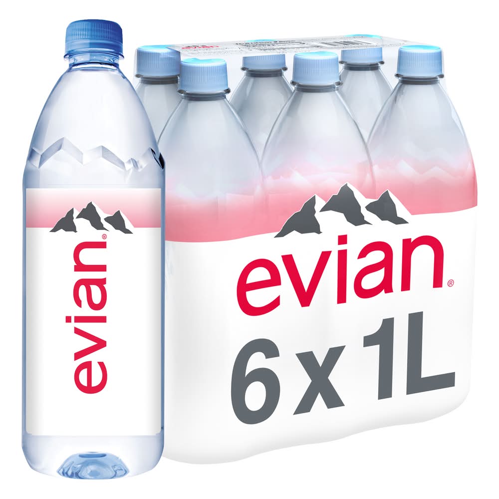 Evian Natural Spring Water (6 x 33.81 fl oz)