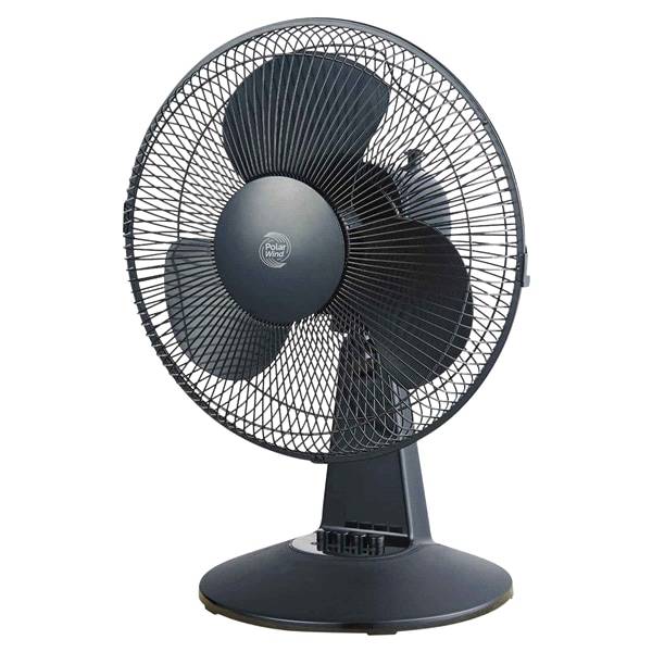 Polar Wind Table Fan, Black, 12 in