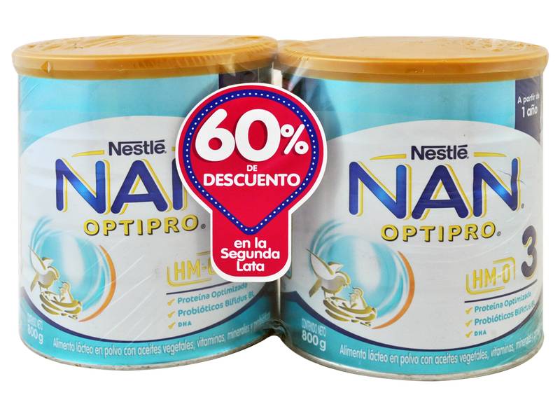 NAN OPTIPRO 3 LATA*800G PACK X2