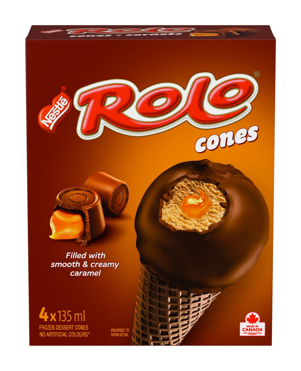 Nestlé Rolo Frozen Dessert Cones, Caramel (135 ml, 4 ct)