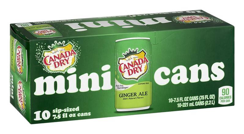 Order Canada Dry Ginger Ale Mini Cans (7.5 oz x 10 ct) food online from Rite Aid store, Shawnee on bringmethat.com