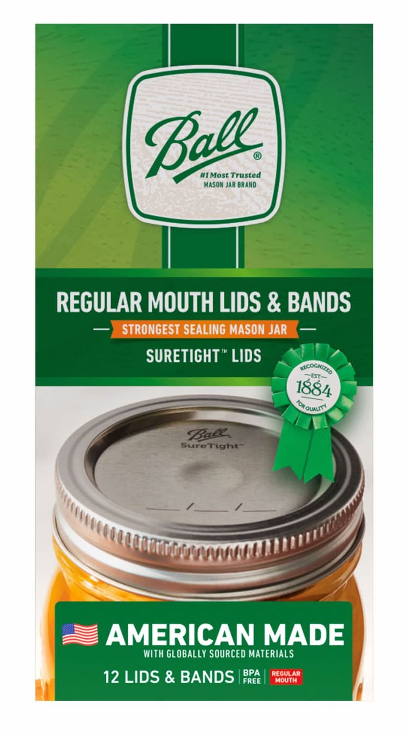 Ball Regular Mouth Canning Lids And Bands 12 Pk