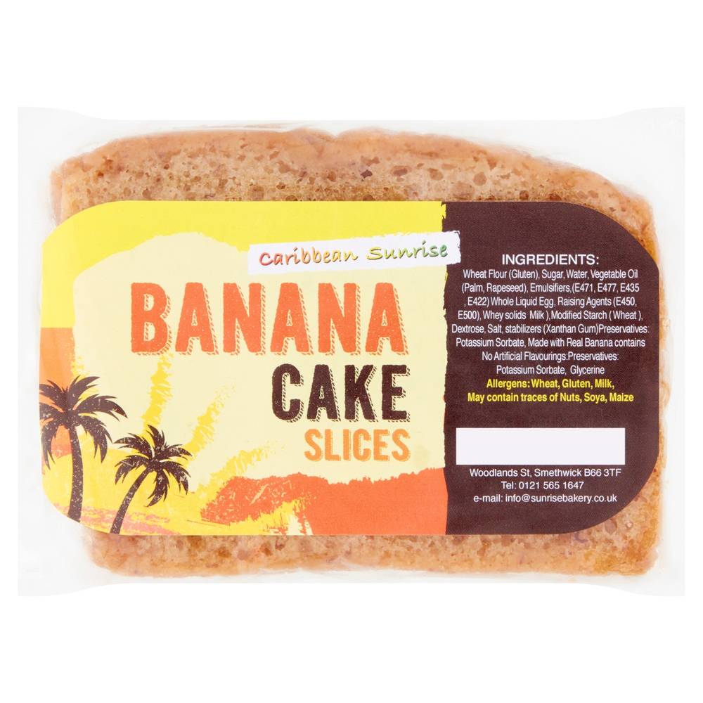 Caribbean Sunrise Banana, Fruit Cake Slice