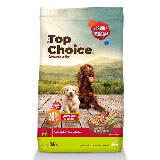 The top choice alimento seco para cachorros y adultos (costal 15 kg)