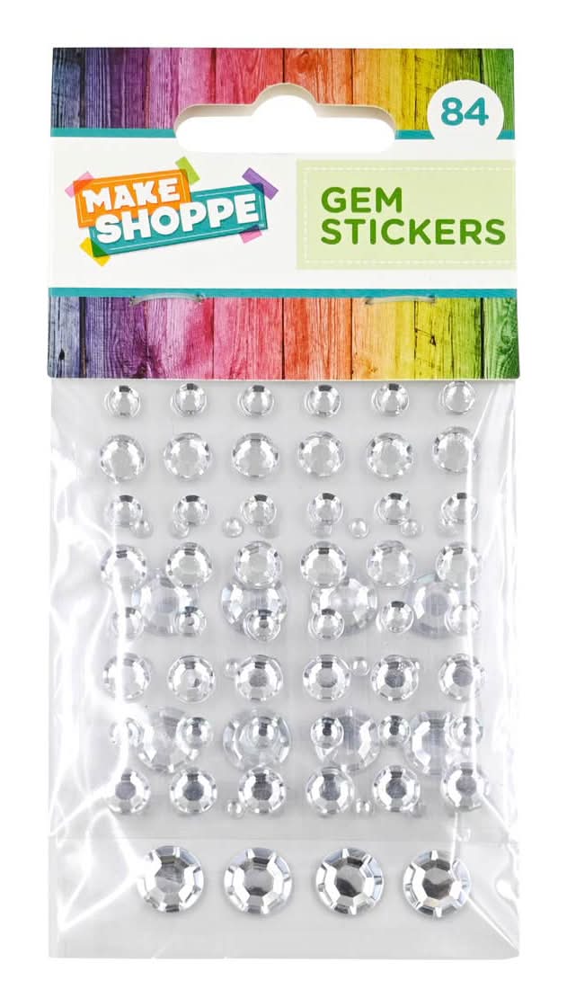 Make Shoppe Gem Stickers, Assorted, Clear (84 ct)