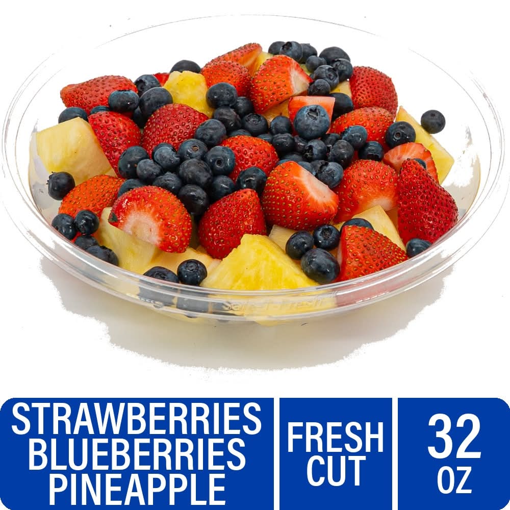 Fresh Cut Strawberry Pineapple and Blueberry Fruit Mix Bowl