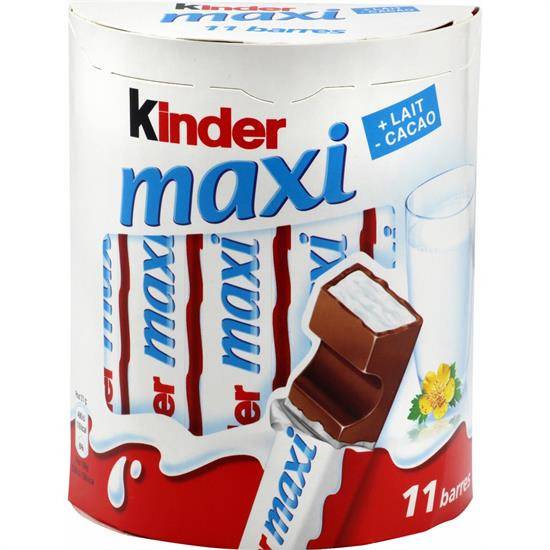Barres chocolatées KINDER MAXI - la boite de 11 pièces - 231 g