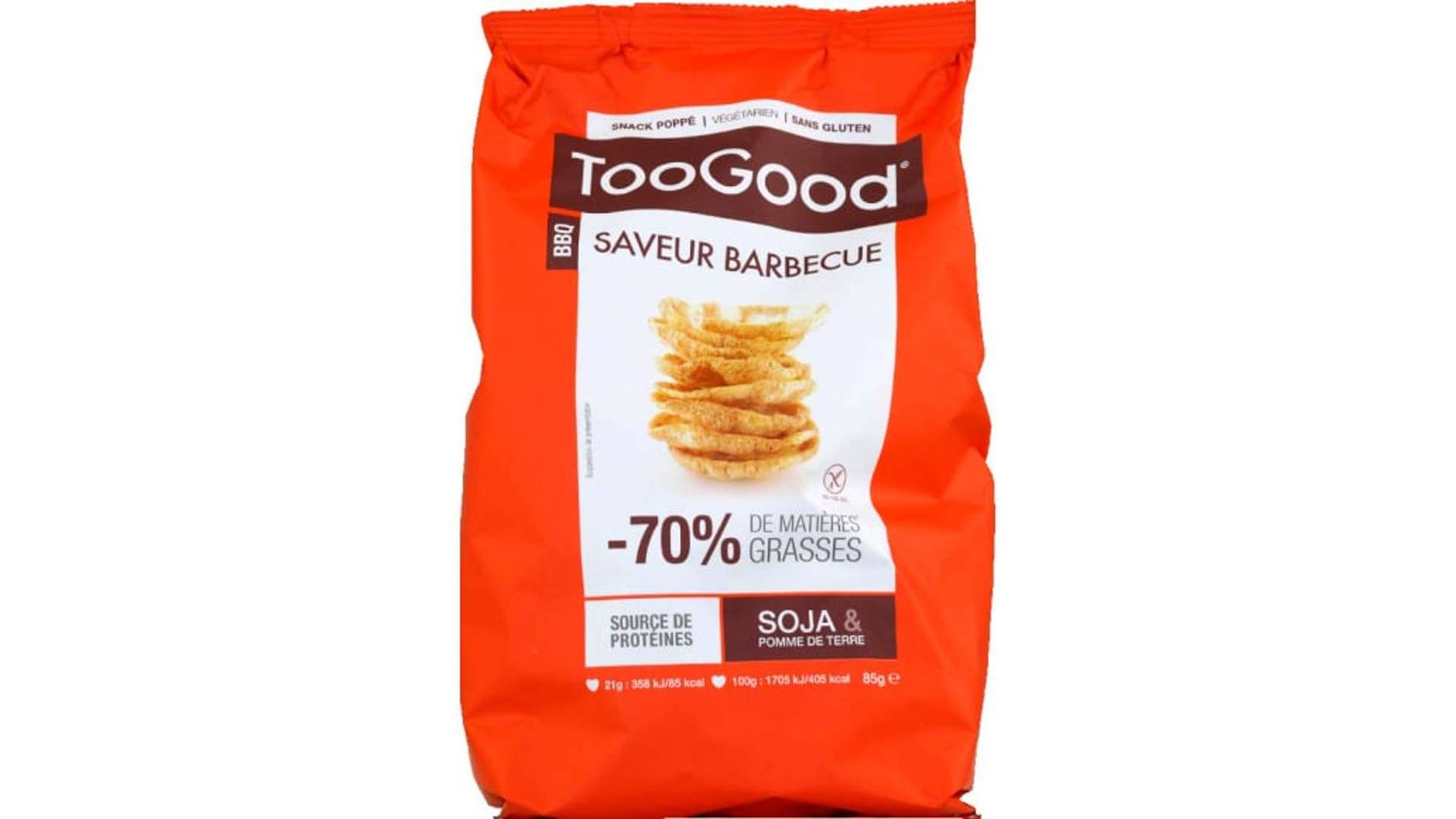 TooGood Snack soufflé à base de soja & pomme de terre, saveur barbecue Le sachet de 85g