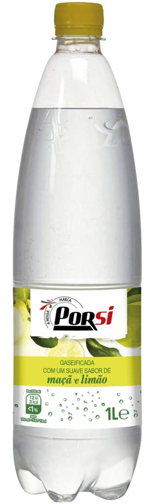PorSi - �gua com Gás Maçã e Limão, garrafa de 1 litro