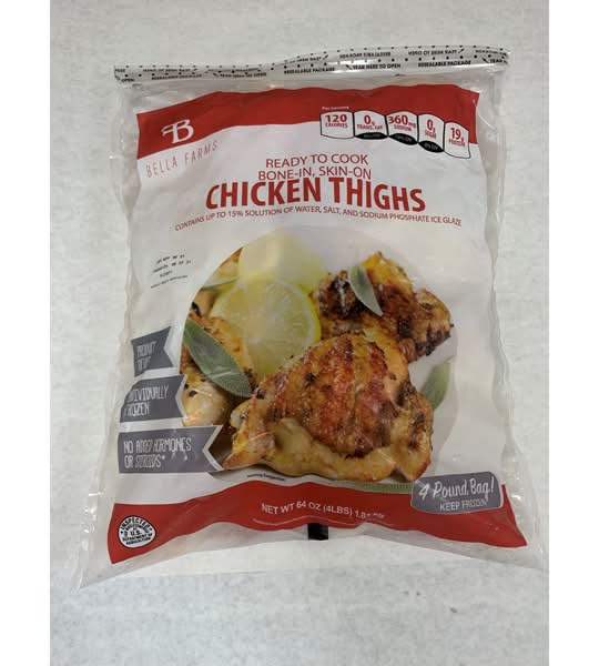 Bella Farms Bone-In Skin-On Chicken Thighs (64 oz)