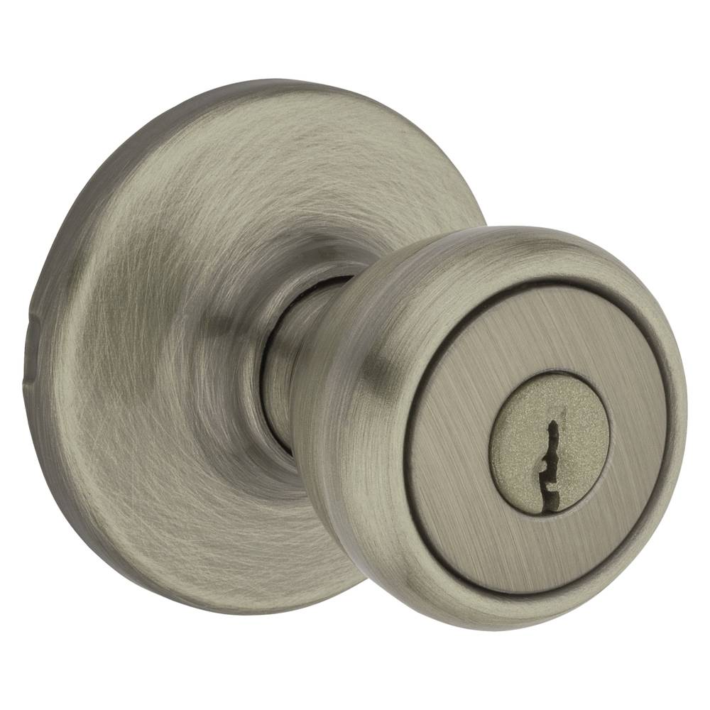 Kwikset Tylo Antique Brass Exterior Keyed Entry Door Knob with Antimicrobial Technology | 400T 5 CP K6