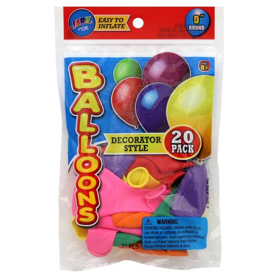 Ja-Ru 9" Round Decorator Style Balloons