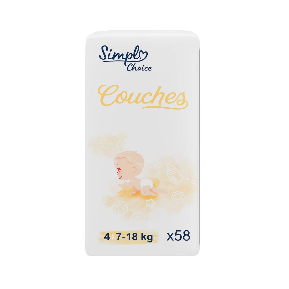 Simpl - Couches bébé taille-4, 7-18 kg (58 pièces)