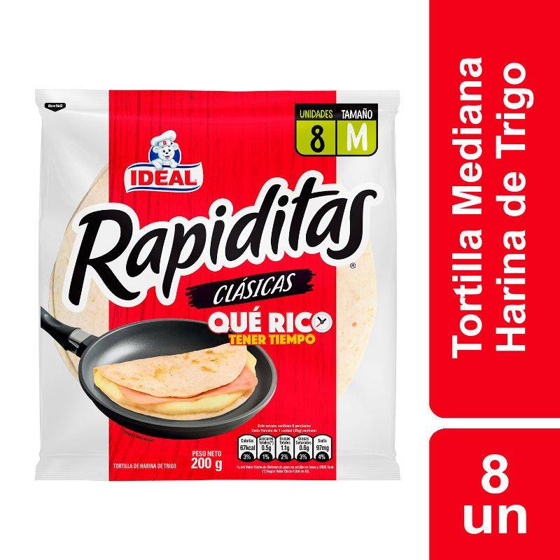 Ideal · Rapiditas tortilla de harina de trigo - Mediana (8 un)