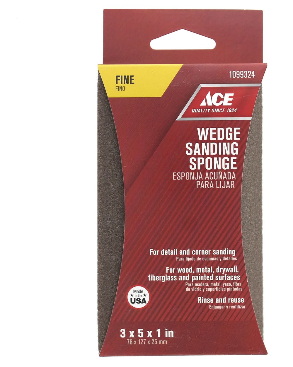 ACE 5 In. L X 3 In. W X 1 In. 120 Grit Fine Wedge Sanding Sponge