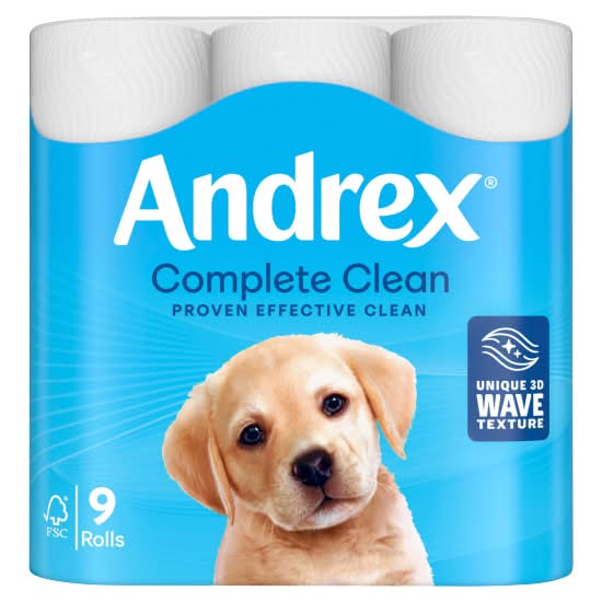 Andrex Complete Clean Toilet Tissue (9 pack)