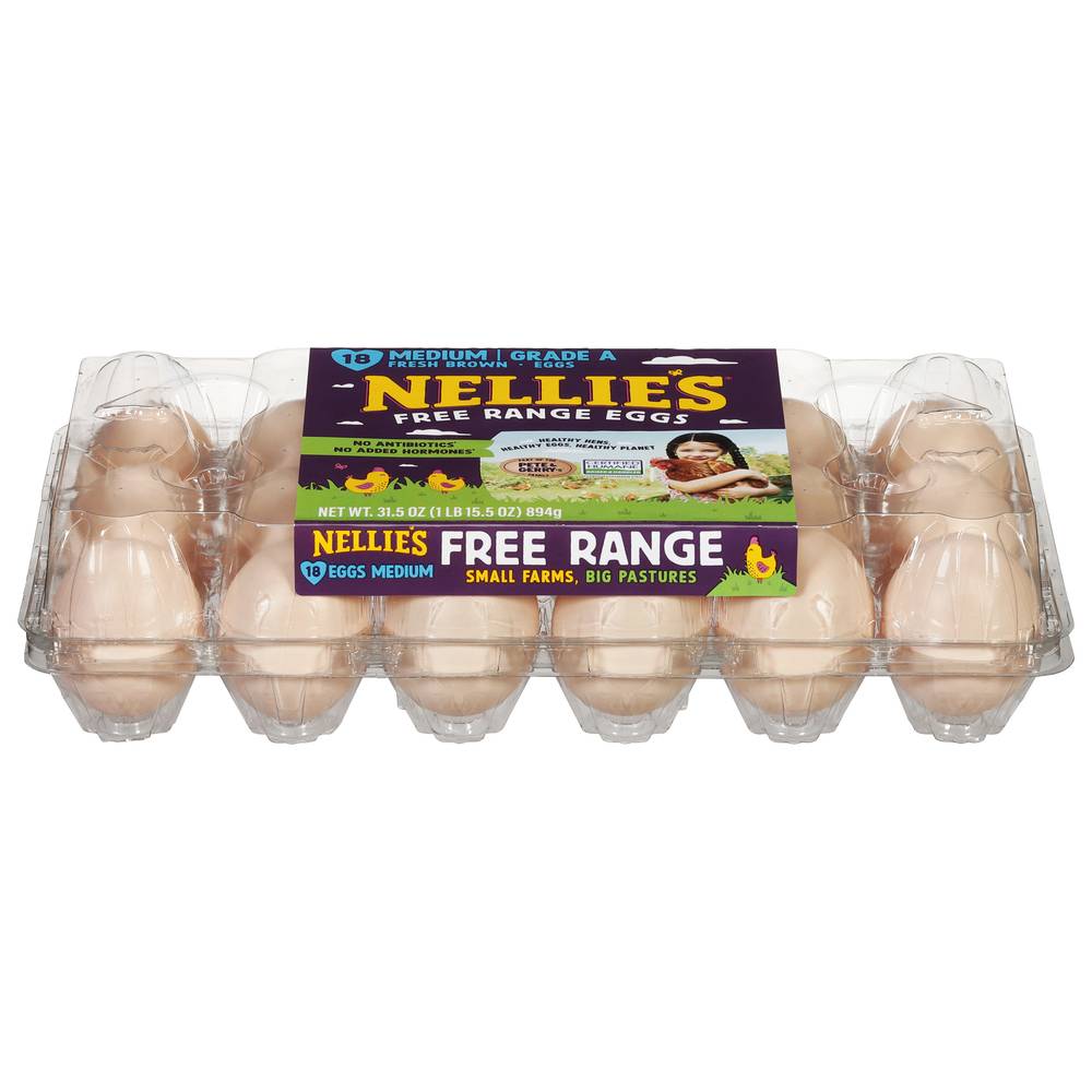 Nellie's Grade a Free Range Brown Eggs (medium) (18 ct)