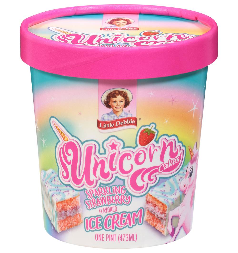 Little Debbie Unicorn Cakes Sparkling Strawberry Flavored Ice Cream (1 pint)
