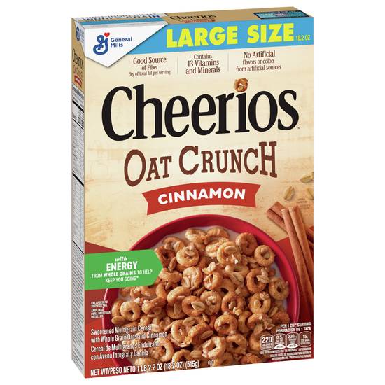 Cheerios Large Size Oat Crunch Cinnamon Cereal