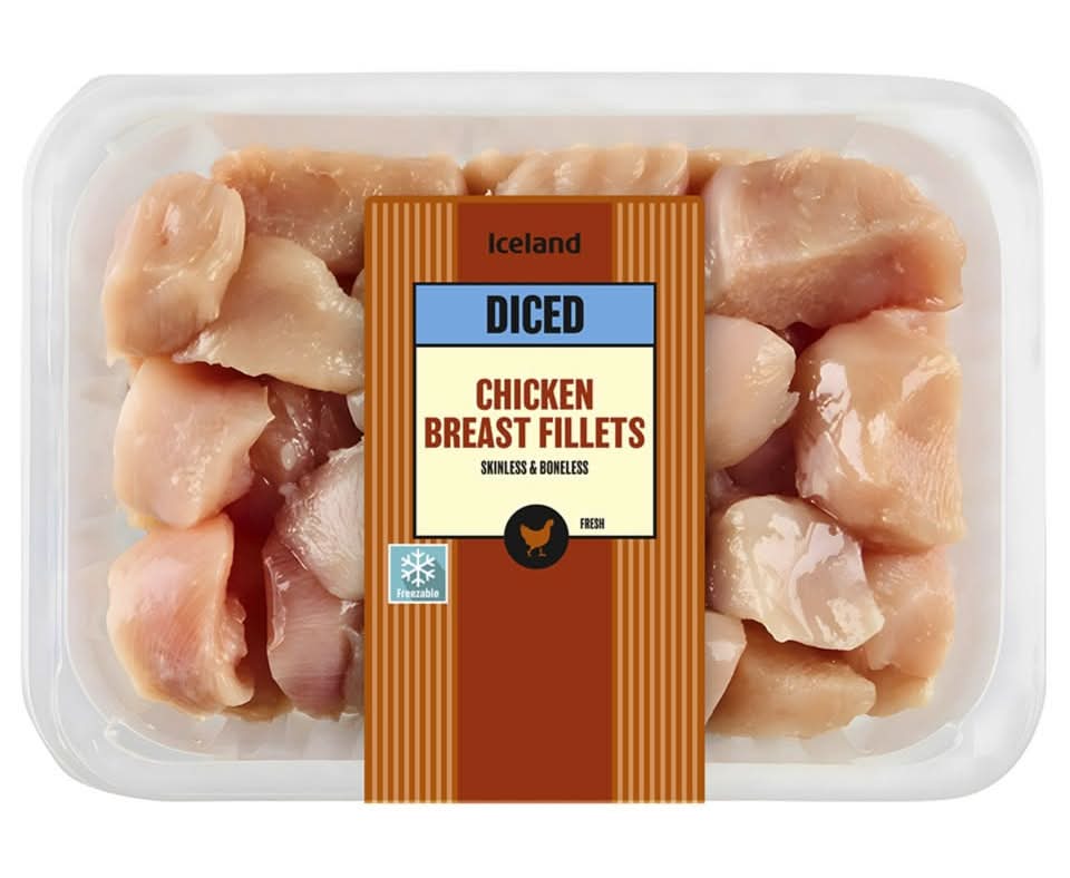 Iceland Skinless and Boneless Fresh Diced Chicken Breast Fillets