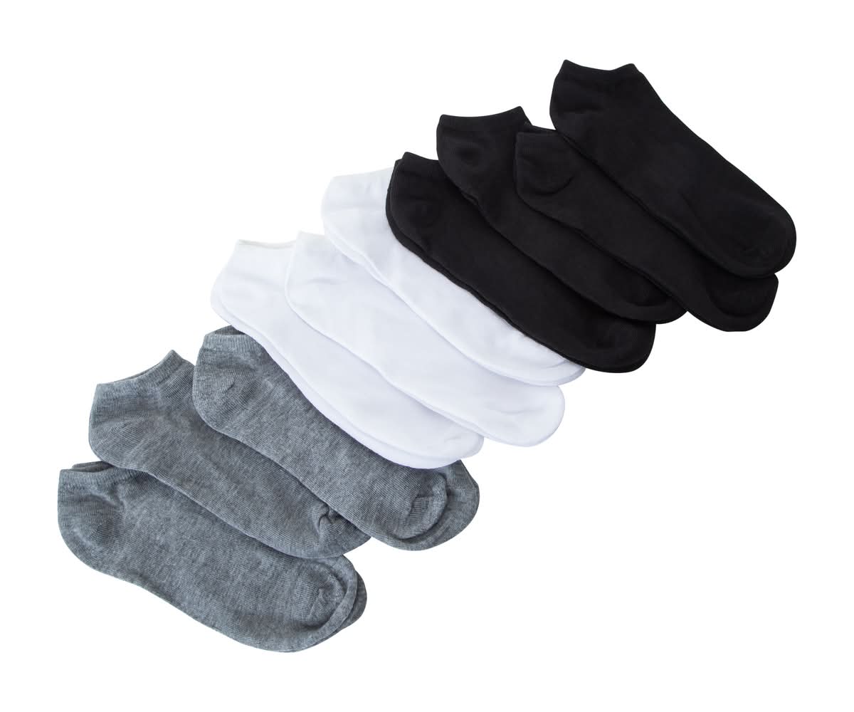 Young Mens Low Cut Socks 10-Pairs Black/White/Gray