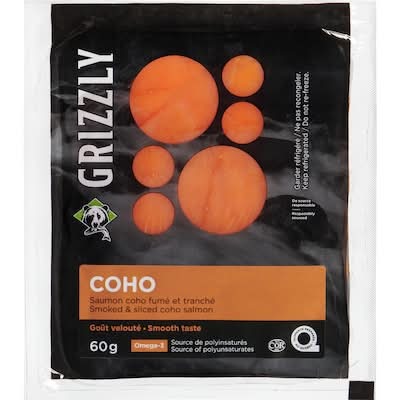 Grizzly saumon coho fumé et tranché - smoked and sliced coho salmon