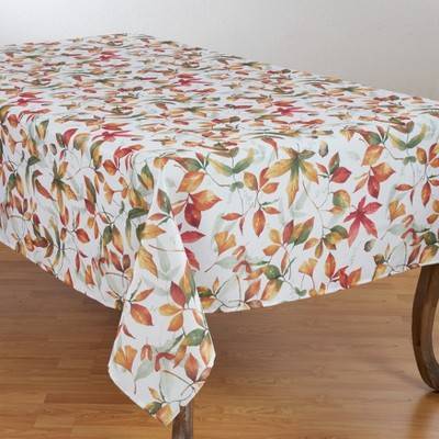 Saro Lifestyle Fall Leaf Patterned Poly Tablecloth, 70"x104", Multicolored