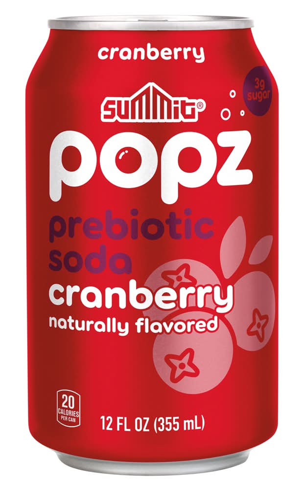 Summit Popz Prebiotic Soda, Cranberry (12 fl oz)