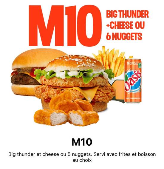 M10 - Big Thunder + cheese ou 5x nuggets