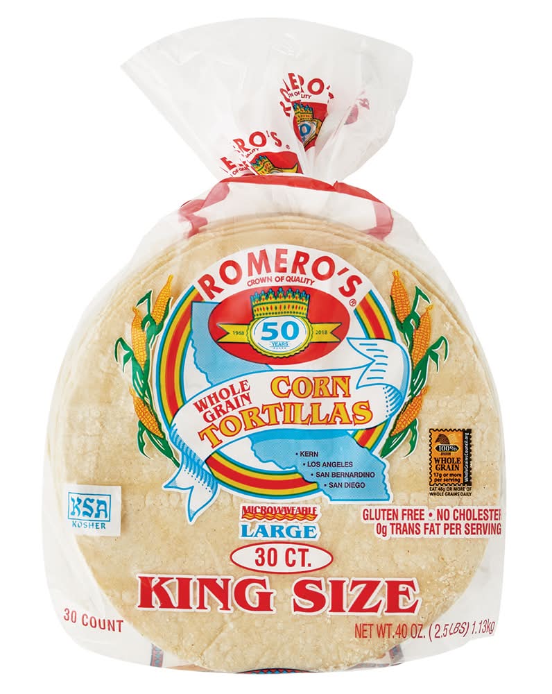 Romero's Whole Grain White Corn Tortillas (40 oz, 30 ct)