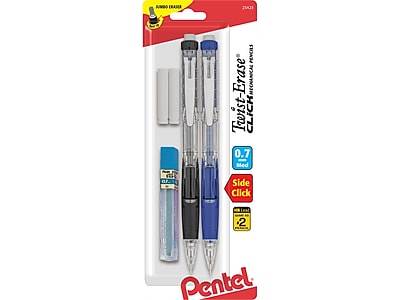 Pentel Twist-Erase Click Mechanical Pencils, 0.7mm, Hi-Polymer Hb Lead, 59% Recycled, Assorted Barrel Colors (12 ct)