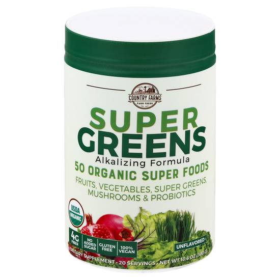 Country Farms Super Greens Organic Superfood Powder Supplement (10.6 oz)
