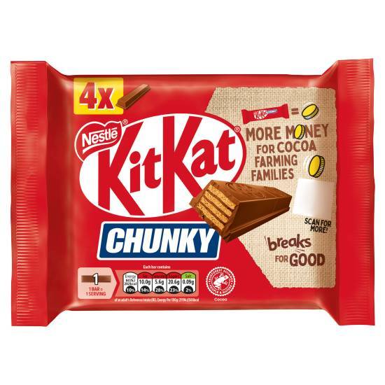 KitKat Chunky Chocolate Coated Wafer Bars (4 pack)