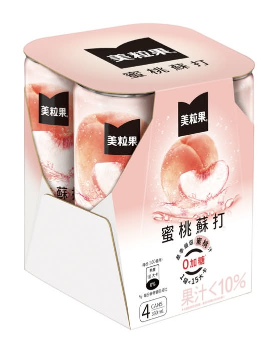 美粒果零加糖蜜桃蘇打330ml <330ml毫升 x 1 x 4Can罐>