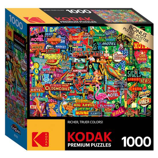 Cra-Z-Art Kodak 1,000 Piece Jigsaw Puzzle, Neon Signs, 20" X 27"
