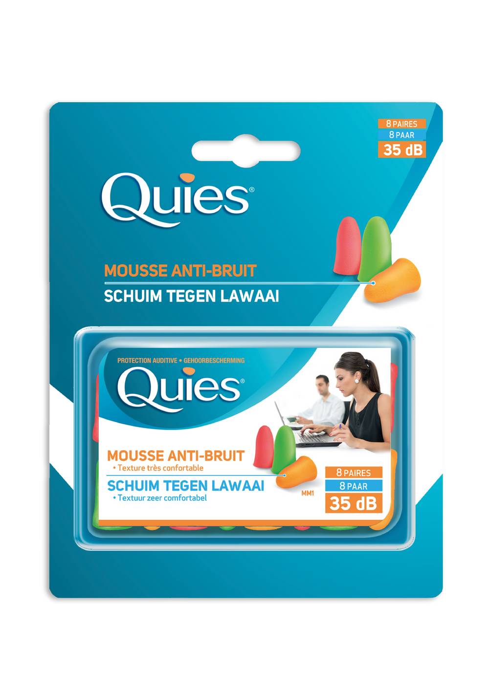 Quies - Protections auditives en mousse fluo