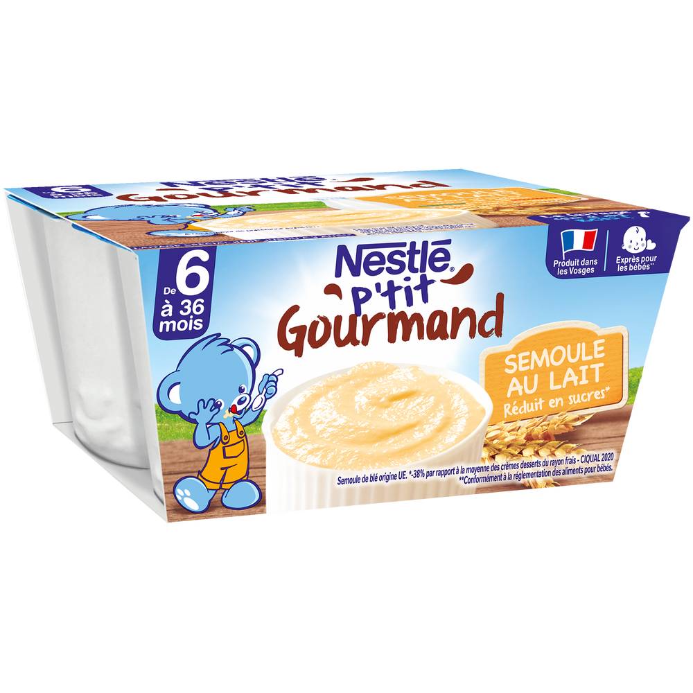 Nestlé - P'tit gourmand semoule au lait aliment pour bébés dès 6 mois (4 pièces)