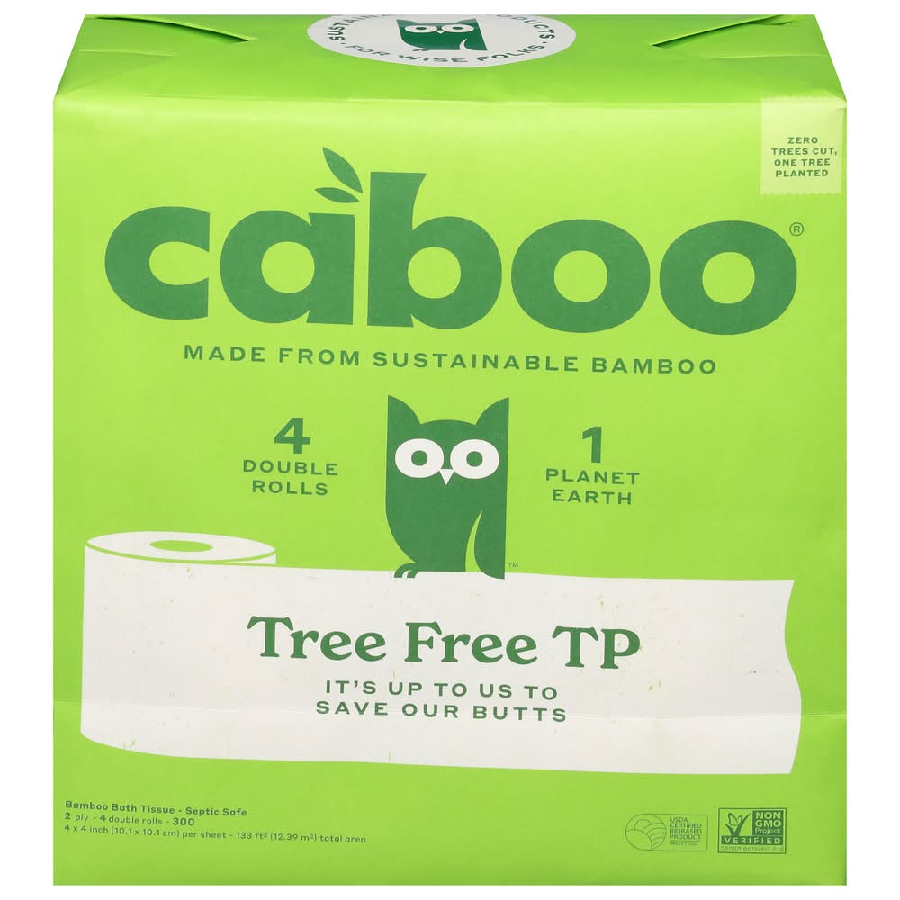 Caboo 2 Ply Double Rolls Bamboo Bath Tissue (4 ct)