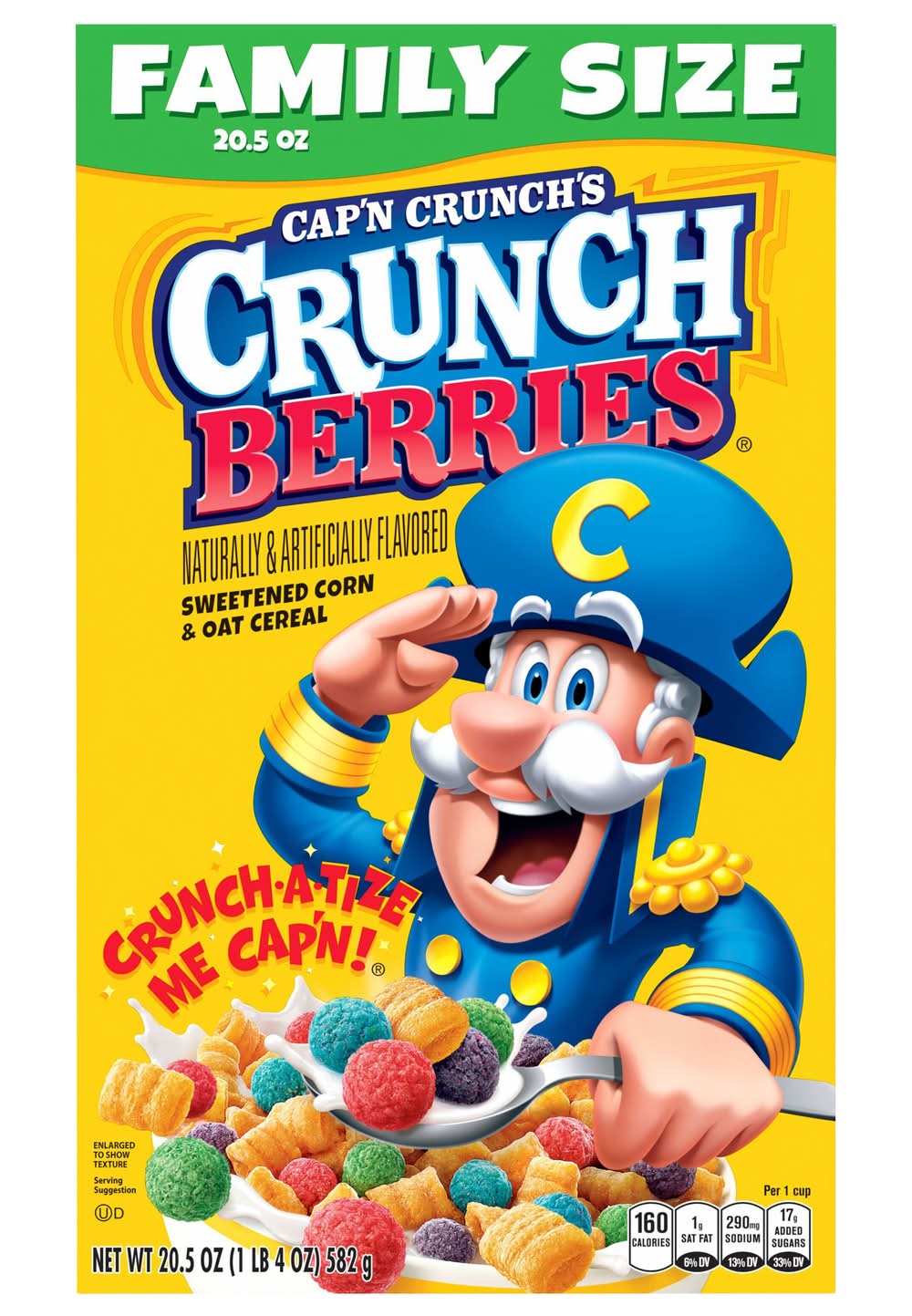 Cap'n Crunch Sweetened Corn & Oat Cereal, Berries (20.5 oz)