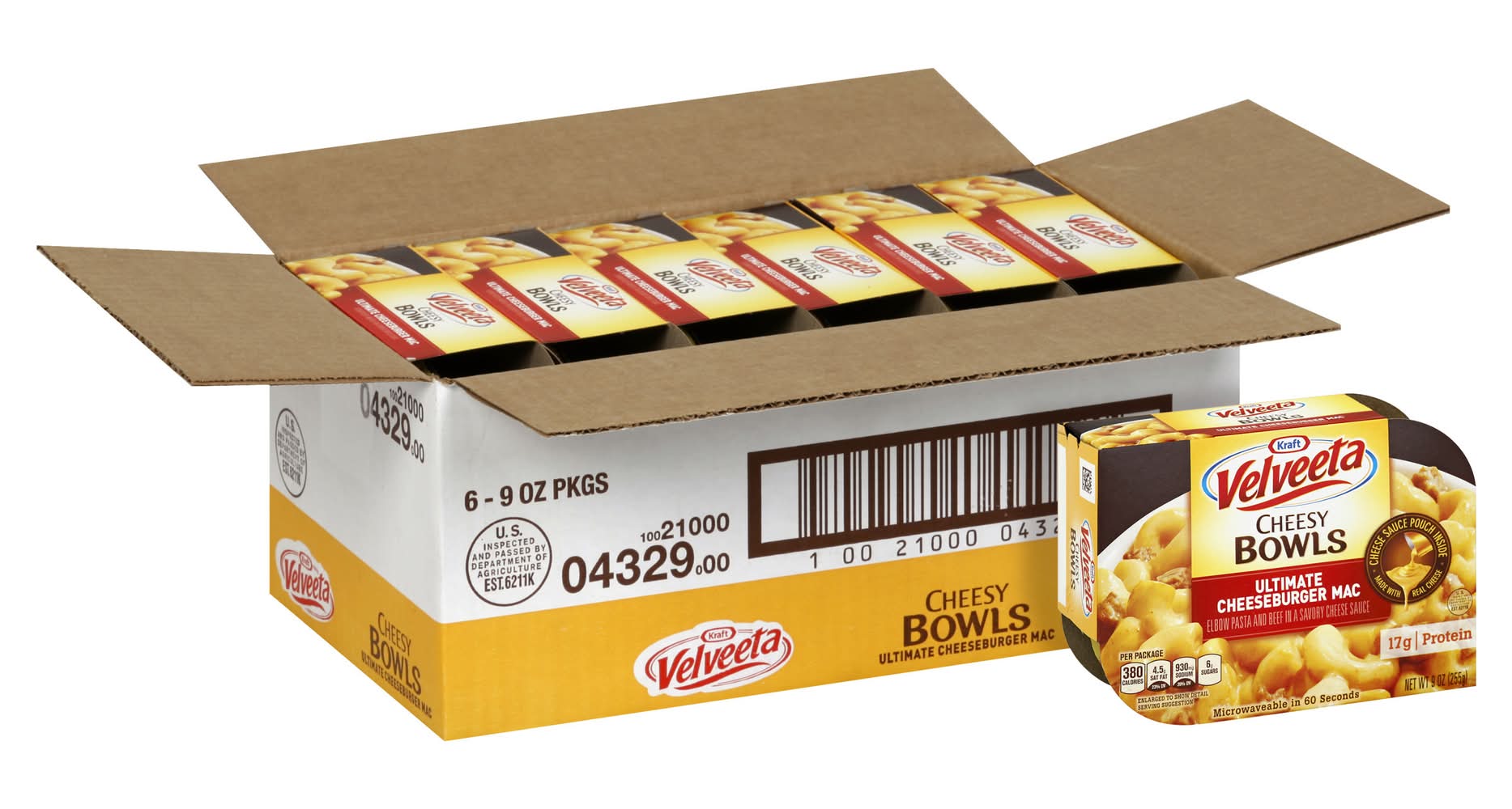 Velveeta Cheesy Bowls Ultimate Cheeseburger Mac Microwave Meal (9 oz, 6 ct)