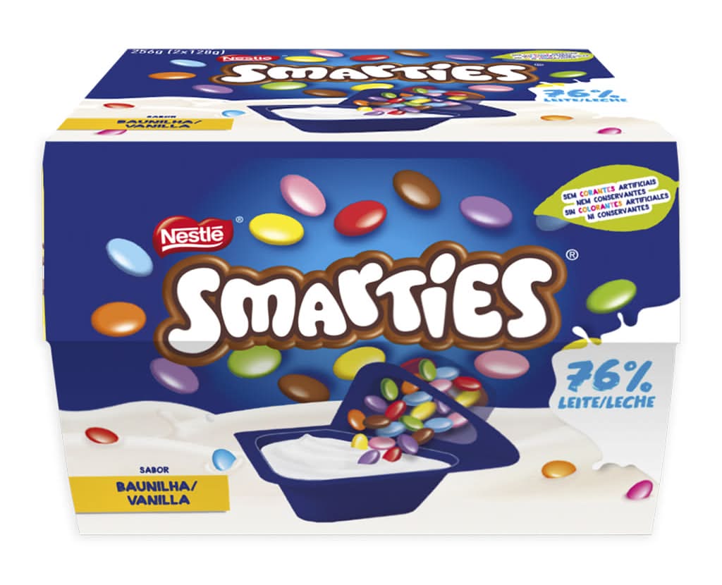 NestlÃ©  - Iogurte mix in smarties baunilha, embalagem de 2 x 128 g