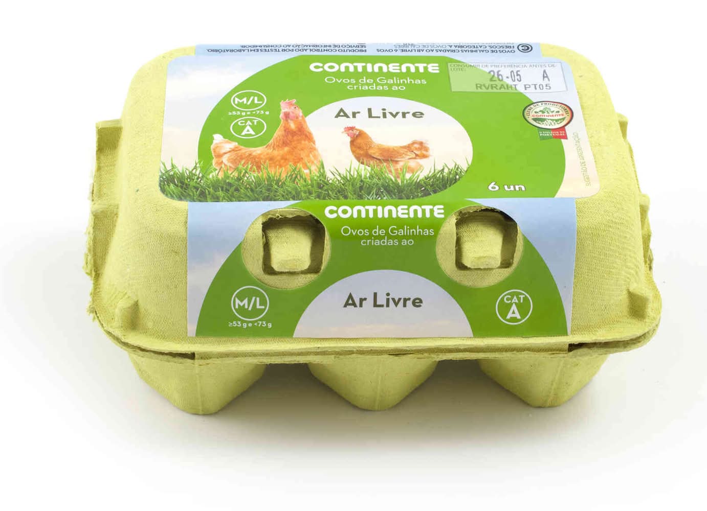 Ovos de Ar Livre Classe M/L Continente (emb. 6 un)