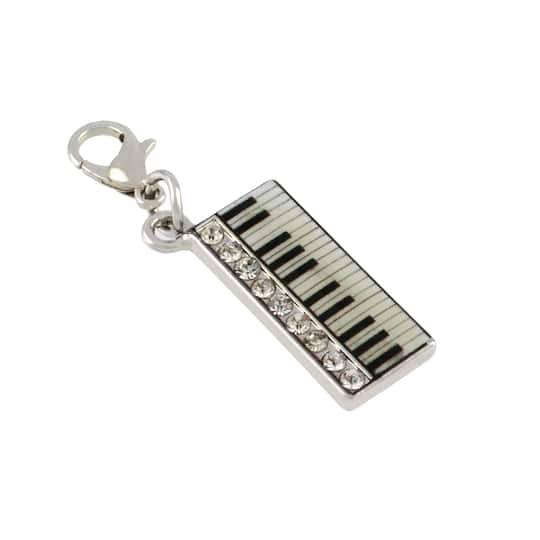 Bead Landing Keyboard Charm, 10 mm, Silver-White-Black