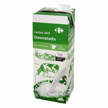 Leche desnatada Carrefour brik 1 l.