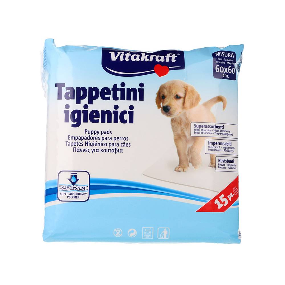 Empapadores sanitarios para cachorros Vitakraft 15 Pcs