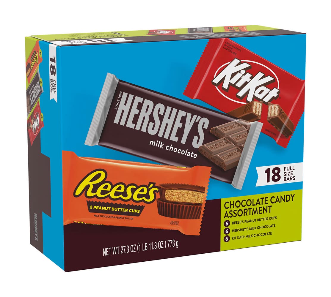 Hershey's Full Size Candy Bars Variety pack, Assorted (27.03 oz, 18 ct)