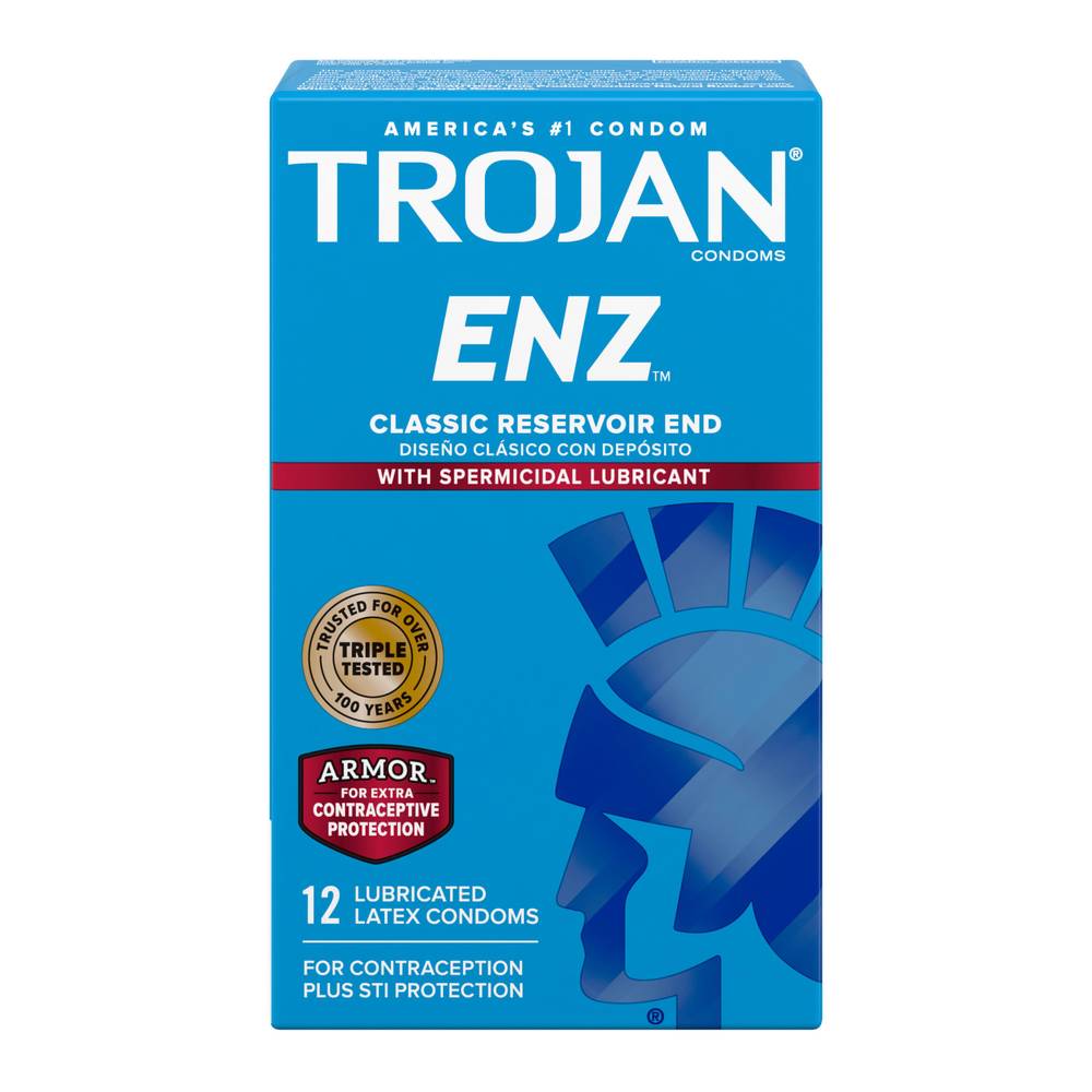 Trojan Enz Spermicidal Lubricated Latex Condoms (12 ct)