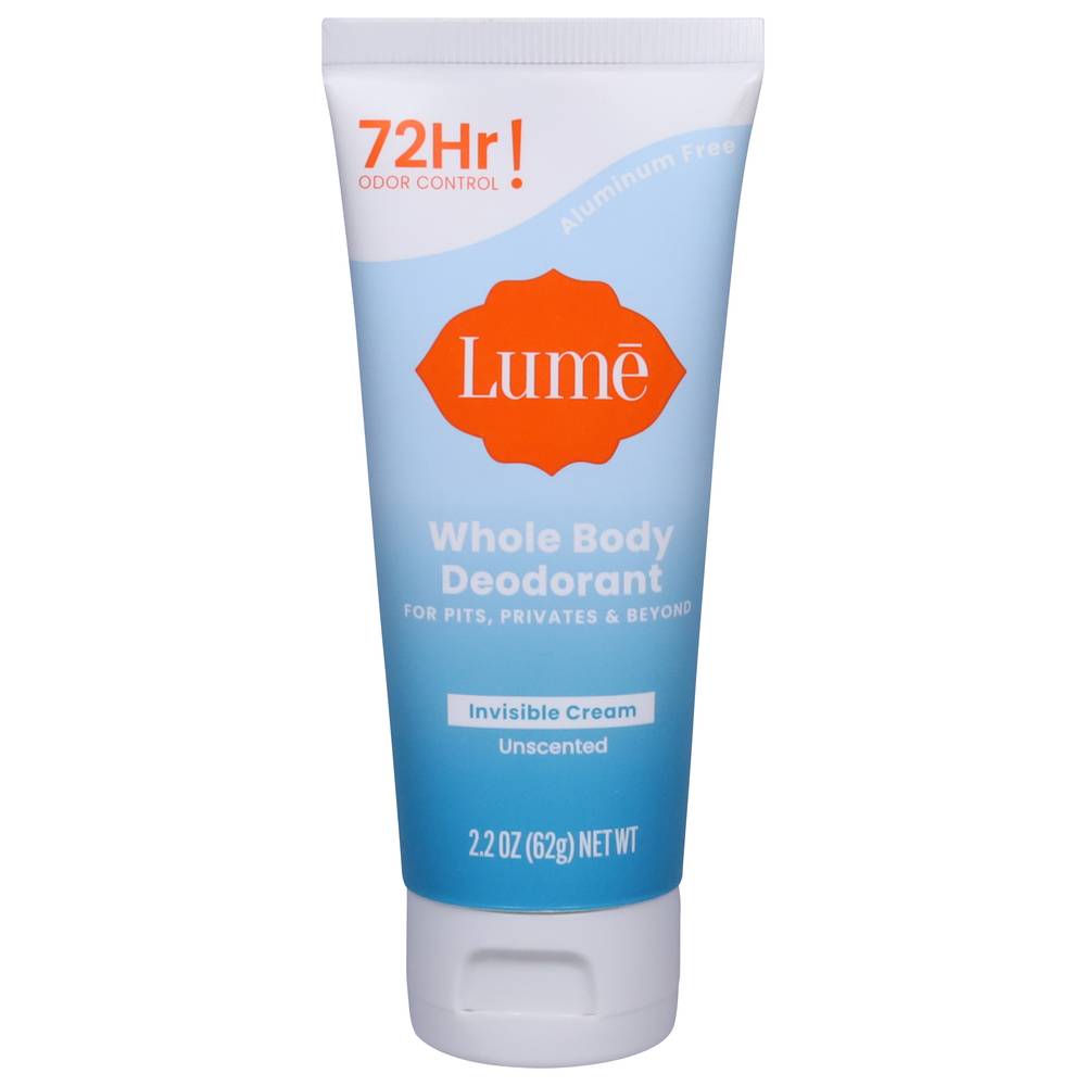 Lume Invisible Cream Whole Body Unscented Deodorant