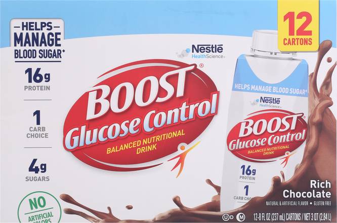 Boost Glucose Control Rich Chocolate Balanced Nutritional Drink (12 x 8 fl oz)