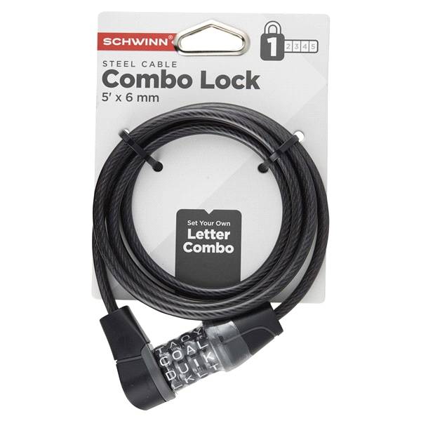 Schwinn Letter Combo Cable Lock 5' x 6mm